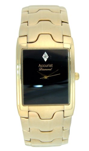 Accurist MB585B Gents Gold tone black dial bracelet watch