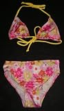Girls 7-16 2-piece Swimwear Triangle Top Bikini Pink/Yellow Daisies