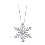 415wveWLOoL. SL160  10K White Gold 1/10 ct. Diamond Snow Flake Pendant with Chain