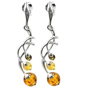 Amber by Graciana - 40118 - Boucles d'oreille Femme Branche Baies - Argent 925/1000 - Ambre