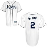 MLB Men's Tampa Bay Rays B.J. Upton White Home Short Sleeve 6 Button Synthetic Replica Baseball Jersey  (White, XX-Large)