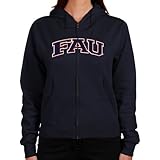 NCAA Florida Atlantic University Owls Ladies Arch Applique Midweight Zip Hoodie - Navy Blue