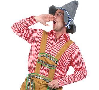 German Red Check Beer Shirt Men's Adult Halloween Outfit - Size L, Chest