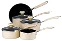 Prestige Aluminium Non-stick Cookware Saucepan Set Almond Cream, 5 Piece