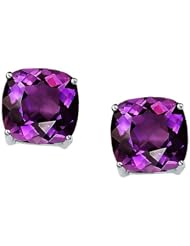 Tommaso Design (tm) 7mm Cushion Cut Simulated Alexandrite Earrings Studs in 14 kt White Gold