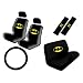 Search : 11 Piece Auto Interior Gift Set - Batman Classic Logo - 2 Bottom Seat Covers, 2 Top Seat Covers, 2 Headrest Covers, 2 Seat Belt Shoulder Pads, 1 Steering Wheel Cover, 1 Bottom Bench Seat Cover, 1 Top Bench Seat Cover