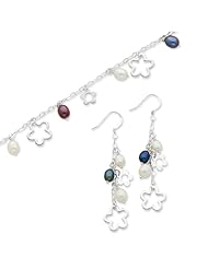 Sterling Silver Bracelet And Earrings Set - 7.5 Inch