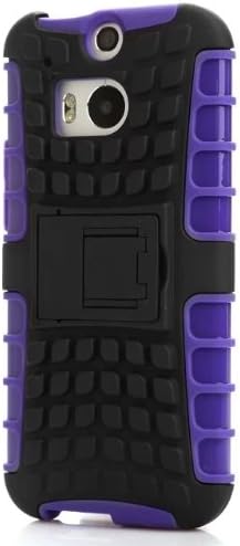 Sean Dual Hybrid Protective Armor Stand Case for HTC One M8 (2014) + 1 Pcs Sean Smile Case (Purple)