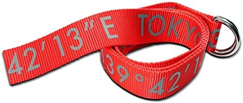 Destination Belt with Stainless Steel D-Rings (Red / 'Tokyo')