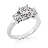 14k White Gold 2.17ctw Radiant Cut Diamond 3-Stone Ring (E/SI)