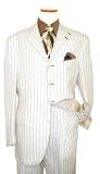 Extrema by Zanetti Offwhite Taupe Pinstripes 100% Pure Linen Italian Wideleg Suit