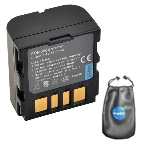 Digital Replacement Battery for Specific Digital Camera and Camcorder Models / Compatible with JVC BN-VF707, GZ: D240, D270, DF420, DF470, GR: D239, D240, D244US, D245, D246, D247, D250, D250AC, D250KR, D250U, D250US, D270, D270AC, D270U, D270US, D271, D271US, D275, D275U, D275US, D29, D290, D290AC, D290AH, D290KR, D290U, D290US, D295, D295US, D320, D320EX, D325, D325E, D328EF, D329AH, D338AH, D340, D340E, D340EK - Includes Leatherette Camera / Lens Accessories Pouch