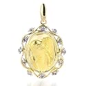 10kt Gold Guardian Angel Diamond Accented Oval Pendant with 18" Chain