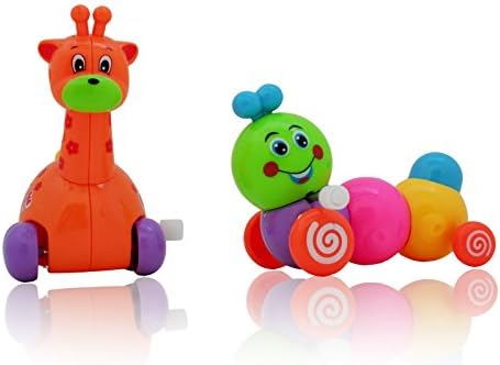 Kudakid Wind-up Toys, wind up toys for kids Just the Cutest Baby Toys, Animal Figures on Wheels Playing Together Assorted Colors