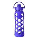 Lifefactory 22-Ounce Glass Beverage Bottle with Flip Top Cap, Royal Purple
