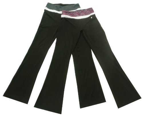 Bally Total Fitness Women’s 2 Pack Yoga Pants, Pink & Grey, Small