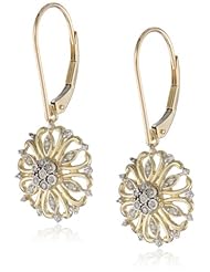 10k Yellow Gold Snowflake Diamond Dangle Earrings (1/10 cttw, I-J Color, I2-I3 Clarity)