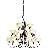 Contours Fifteen Light Incandescent Chandelier in Tannery Bronze