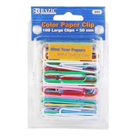 New-BAZIC Large (50mm) Color Paper Clips (100/Pack) Case Pack 72 - 311275