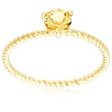 10k Yellow Gold 5mm Citrine Rope Design Solitaire Ring