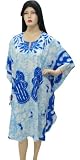 Decent Blue Plus Size Printed Tunic Kaftan Caftan Kurta Valentine's day gift