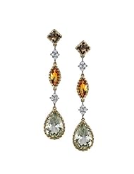 14k Yellow Gold 0.24 Ctw Multicolor Dangling Earrings