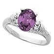 14K White Gold Amethyst and Diamond Ring