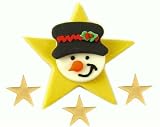 Handmade Edible Sugar Cake Toppers Christmas Snowman with Gold Stars Set