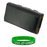 Black Horizontal Holster Leather Case with Belt Loop and Fixed Belt Clip fo ....