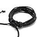 KONOV Mens Leather Rope Bracelet, Adjustable 7-9 Inch Surfer Wrap, Black
