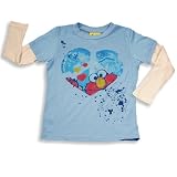 Junk Food - Girls Long Sleeve Elmo Tee Shirt, Light Blue, White