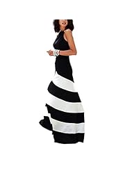 Striped Print Chiffon Backless Off the Shoulder Evening Dress/Party Dress 