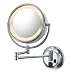Lighted Wall Mounted 5X to 1X Mirror with Outlet, Hard Wired, Chrome
