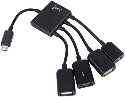Crelander® Micro USB OTG Charge HUB 4 in 1 Cable Charging Charger Host Adapter for Samsung Galaxy S3 S4 S6 (Black)