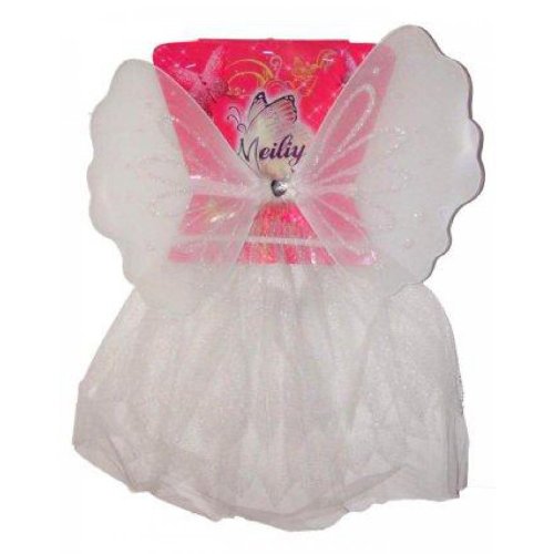 Schmetterling Kleid weiss Faschingskostüm für Kinder