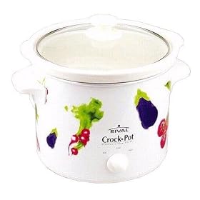 Crockpot 3040-VG 4-Quart Round-Shaped Manual Slow Cooker, White with Veggies by Crockpot