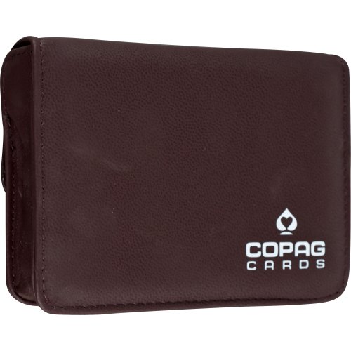 Trademark Copag High Quality Leather Two Deck Playing Card Case (Brown)
