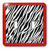 Florene Decorative - Zebra Fur On Red - Light Switch Covers - double toggle switch
