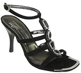 Donald J Pliner Naj Women's High Heel Sandals Black Suede White Metallic