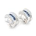 18K White Gold 1 1/5 ct. Machine Set Diamond and 1 1/2 ct. Square Shaped Sapphire Earrings (F-G Color, VS Clarity)