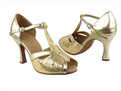Very Fine Salsera SERA2800 Gold Scale & Light Gold Ladies Shoe, 3 in. Heel, Size 9.5
