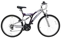 Emmelle Vortex 18 Speed Full Suspension Silver/Purple 18" Frame Bike