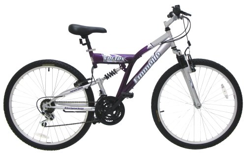 Emmelle Vortex 18 Speed Full Suspension Silver/Purple 18 Frame Bike