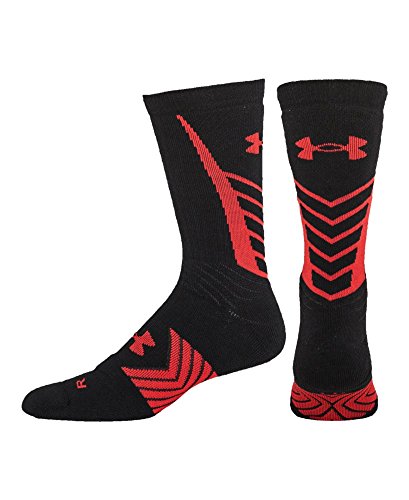 Under Armour Men's Undeniable All Sport Crew Socks (1 Pair), Black/Red, Large