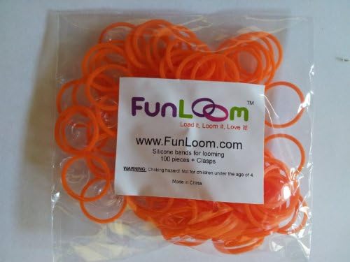FunLoom Rubber Bands Orange By Funloom with Super C-clips for Use with Rainbow Loom, Twistz Bandz, and Fun Loom