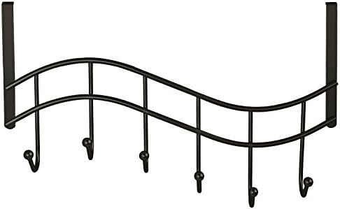 Over the Door Hooks Gunmetal Black Chrome with 6 hooks - Heavy Duty Construction
