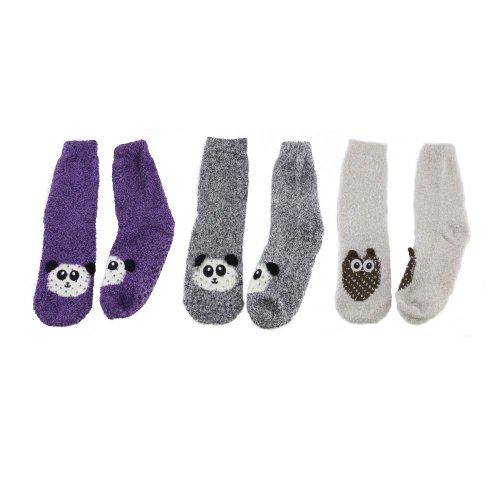BambooMN Socks - Super Soft Warm Cute Animal Non-Slip Fuzzy Winter Crew Socks ...