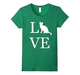 Love Cat Shirt, I Love Cats T-Shirt Graphic Tee - Female Medium - Kelly Green