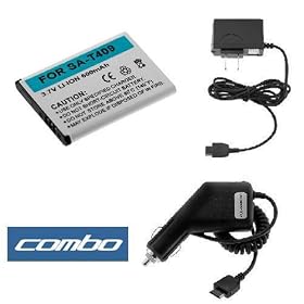 Standard Lithium-Ion Battery + Rapid Car Charger + Home Travel Charger for T-MOBILE Samsung SGH-T409 Cell Phone