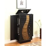 Powell Gloss Black with Gold Leaf Jewelry Armoire